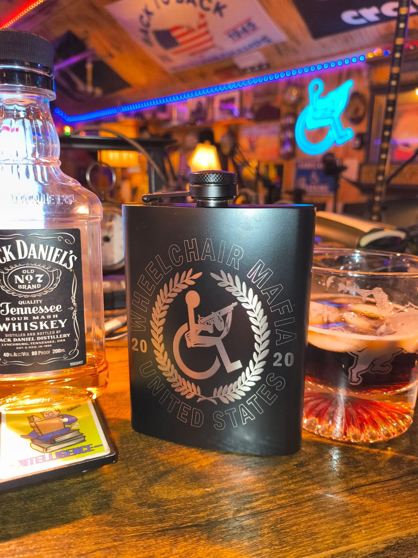 Custom engraved black flask