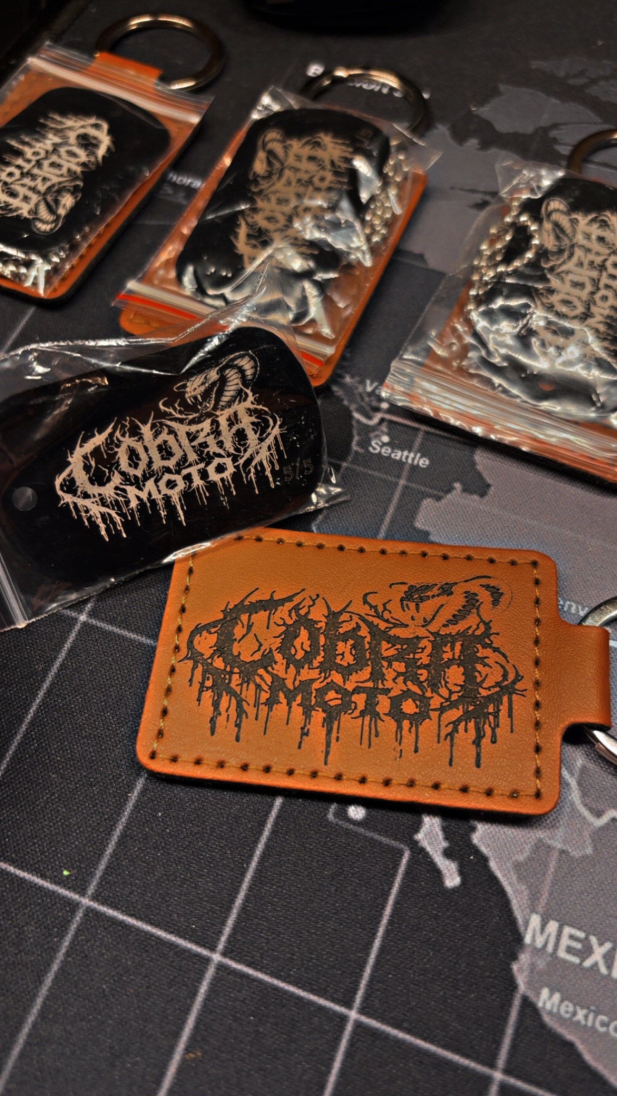 Leather patch and dog tags